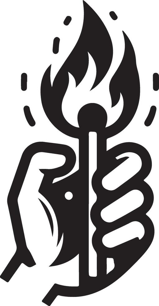 Hand halt Streichhölzer Feuer Hipster Jahrgang Vektor Logo Symbol, Silhouette 8