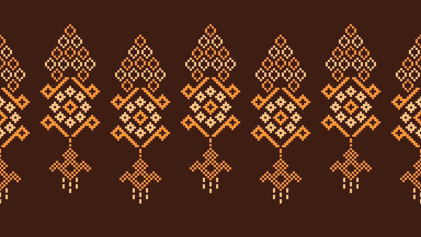 traditionell ethnisch Motive Ikat geometrisch Stoff Muster Kreuz Stich.ikat Stickerei ethnisch orientalisch Pixel braun Hintergrund. abstrakt, vektor, illustration. Textur, Schal, Dekoration, Tapete. vektor