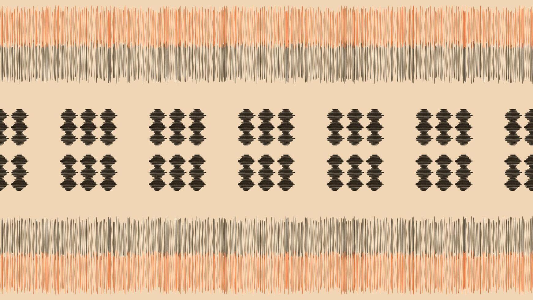 traditionell etnisk ikat motiv tyg mönster bakgrund geometrisk .afrikansk ikat broderi etnisk mönster brun grädde bakgrund tapet. abstrakt, vektor, illustration.texture, ram, dekoration. vektor