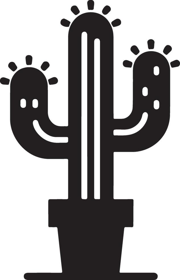 Kaktus Pflanze Symbol Vektor Clip Art, Symbol, schwarz Farbe Silhouette, Weiß Hintergrund 14