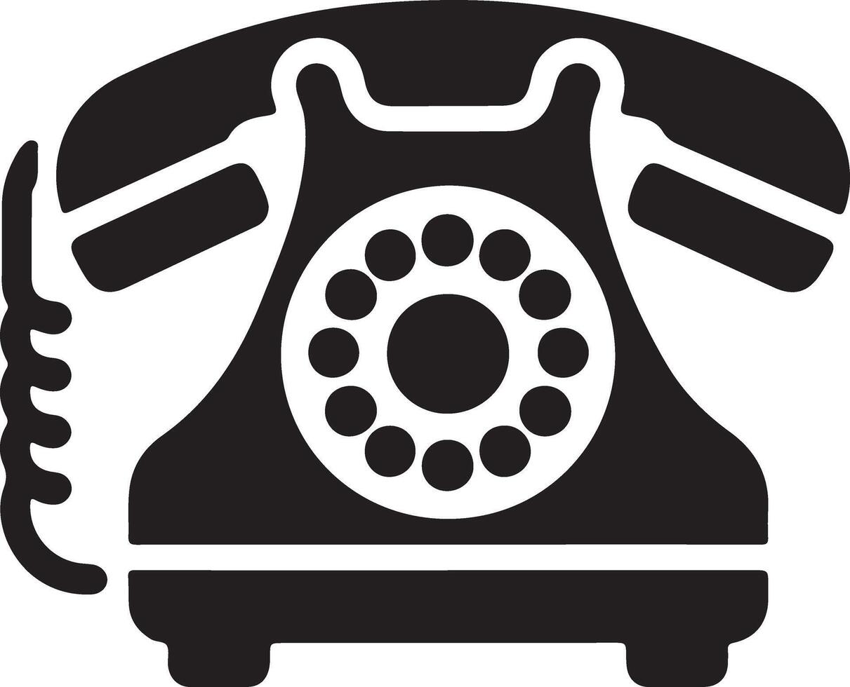 minimal gammal telefon ikon vektor silhuett, ClipArt, symbol, svart Färg silhuett
