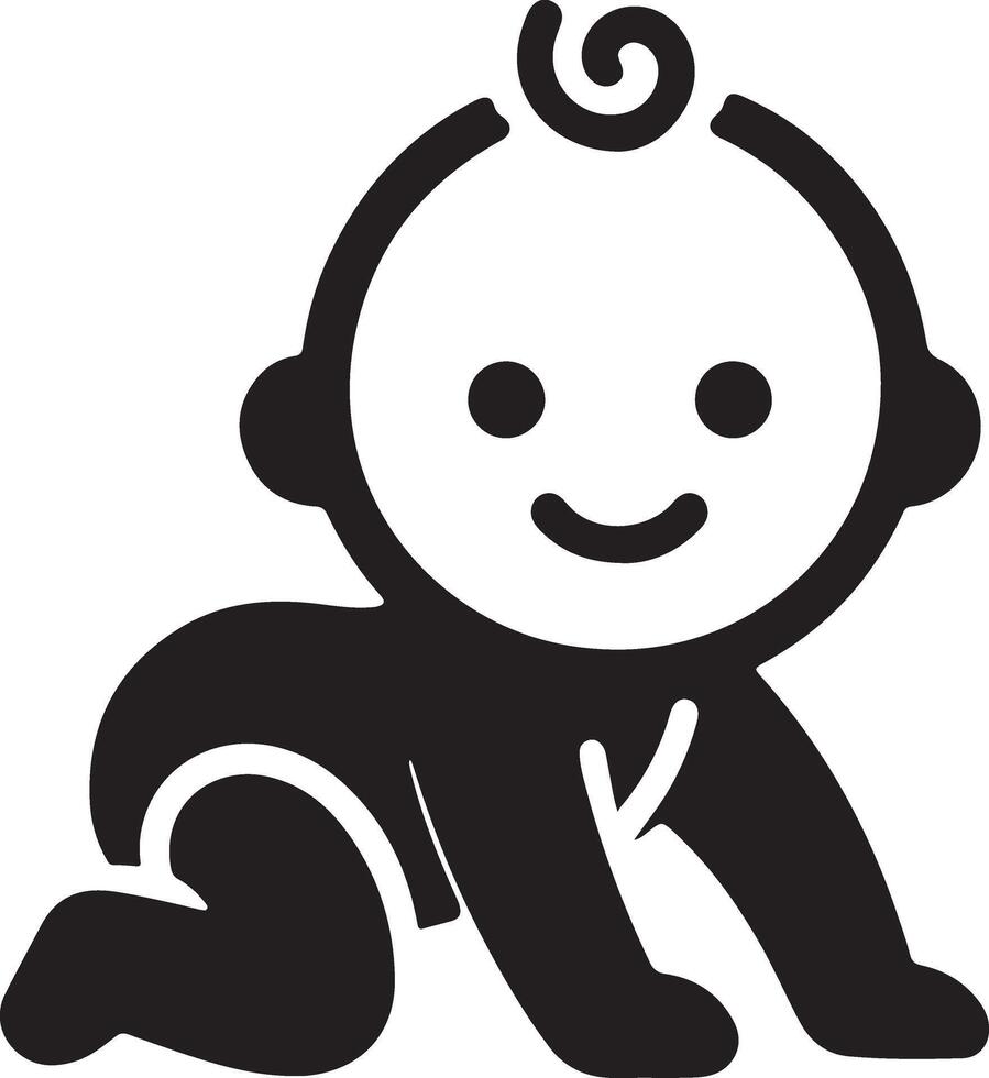 minimal süß lächelnd Baby kriechen Symbol schwarz Farbe Silhouette, Logo, Clip Art, Symbol 9 vektor