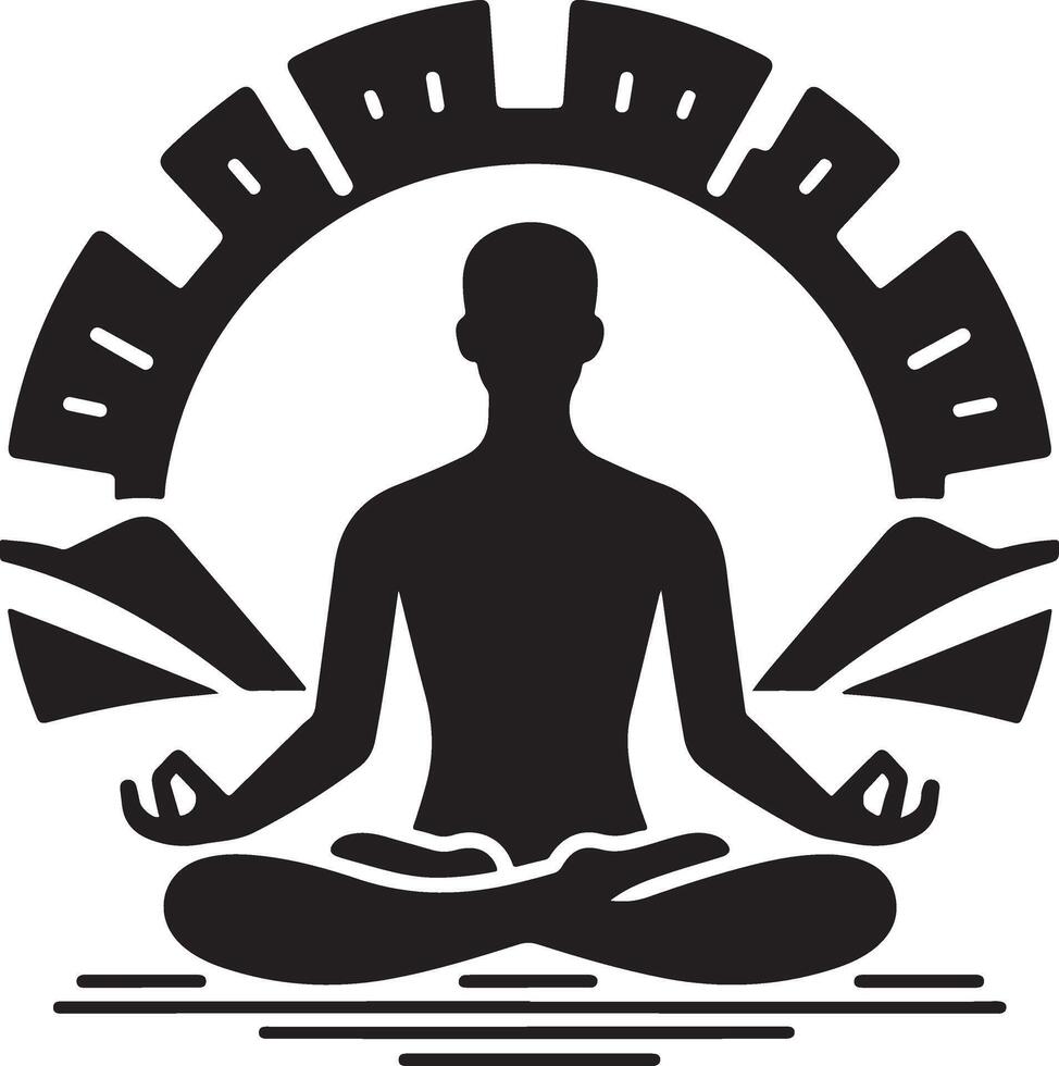 minimal Mann tun Yoga Symbol schwarz Farbe, Clip Art, Symbol, Silhouette 14 vektor