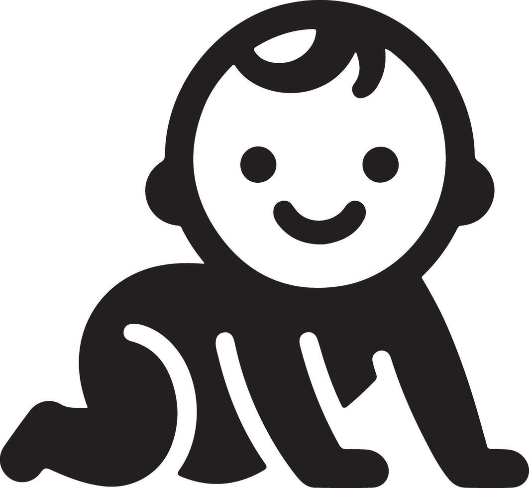 minimal süß lächelnd Baby kriechen Symbol schwarz Farbe Silhouette, Logo, Clip Art, Symbol 7 vektor