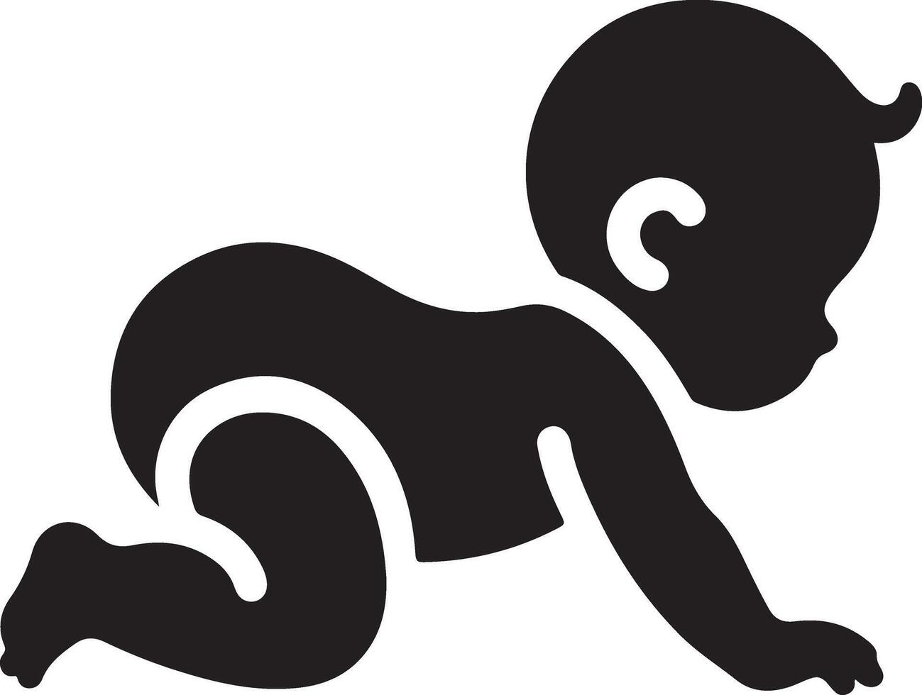 minimal söt leende bebis krypande ikon svart Färg silhuett, logotyp, ClipArt, symbol 28 vektor