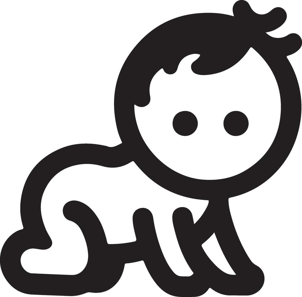 minimal süß lächelnd Baby kriechen Symbol schwarz Farbe Silhouette, Logo, Clip Art, Symbol 29 vektor