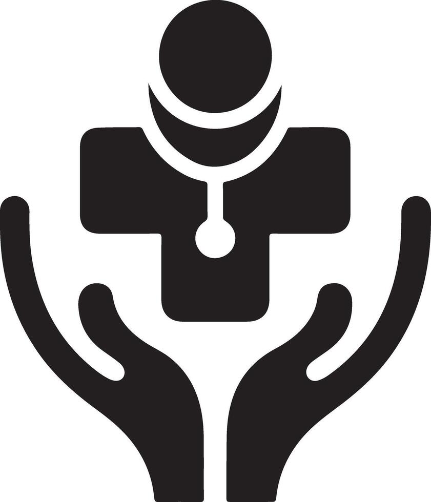 medicinsk logotyp ikon, platt symbol, svart Färg silhuett 16 vektor