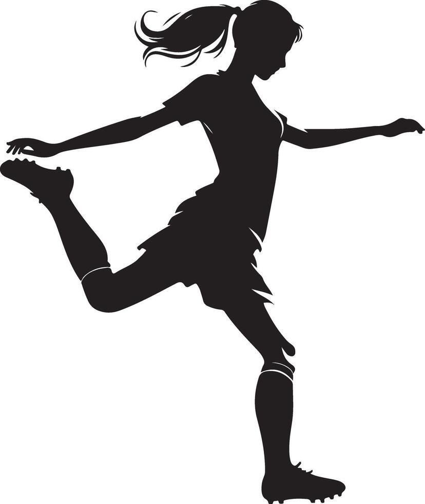 minimal jung Fußball Spieler treten ein Ball Pose Vektor Silhouette, schwarz Farbe Silhouette 5