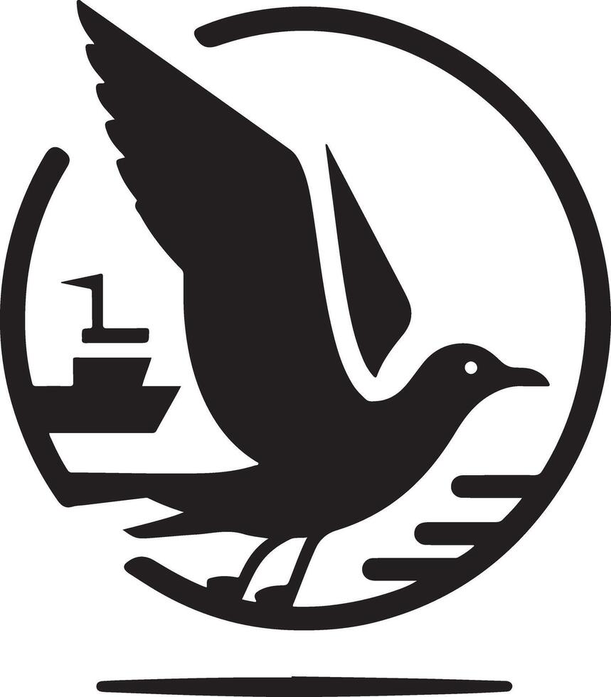 minimal fiskmås vektor ikon, platt symbol, svart Färg silhuett, vit bakgrund 28