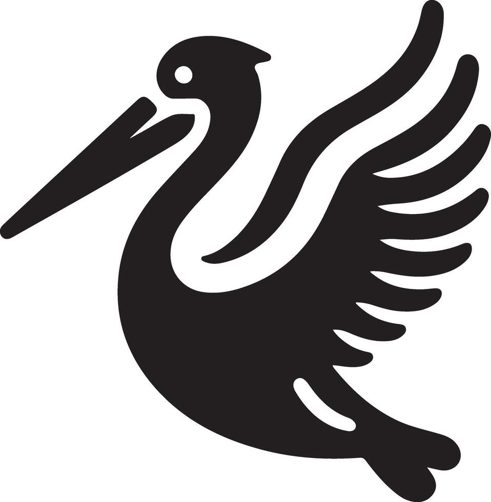minimal Pelikan Vektor Symbol, eben Symbol, schwarz Farbe Silhouette, Weiß Hintergrund 9