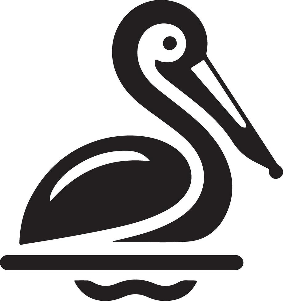 minimal Pelikan Vektor Symbol, eben Symbol, schwarz Farbe Silhouette, Weiß Hintergrund 8