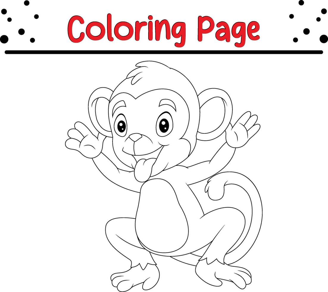 glücklich Affe Tier Färbung Seite zum Kinder vektor