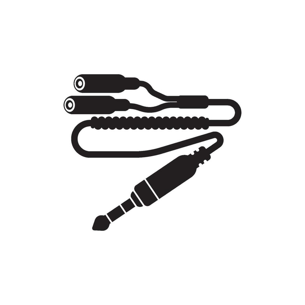 Audio- Kabel Symbol, Stecker Draht Vektor Kunst Illustration
