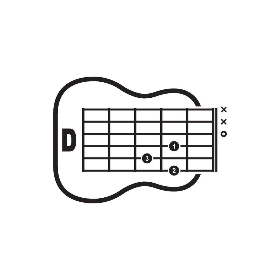 d Gitarre Akkord Symbol. Basic Gitarre Akkord Vektor Illustration Symbol Design