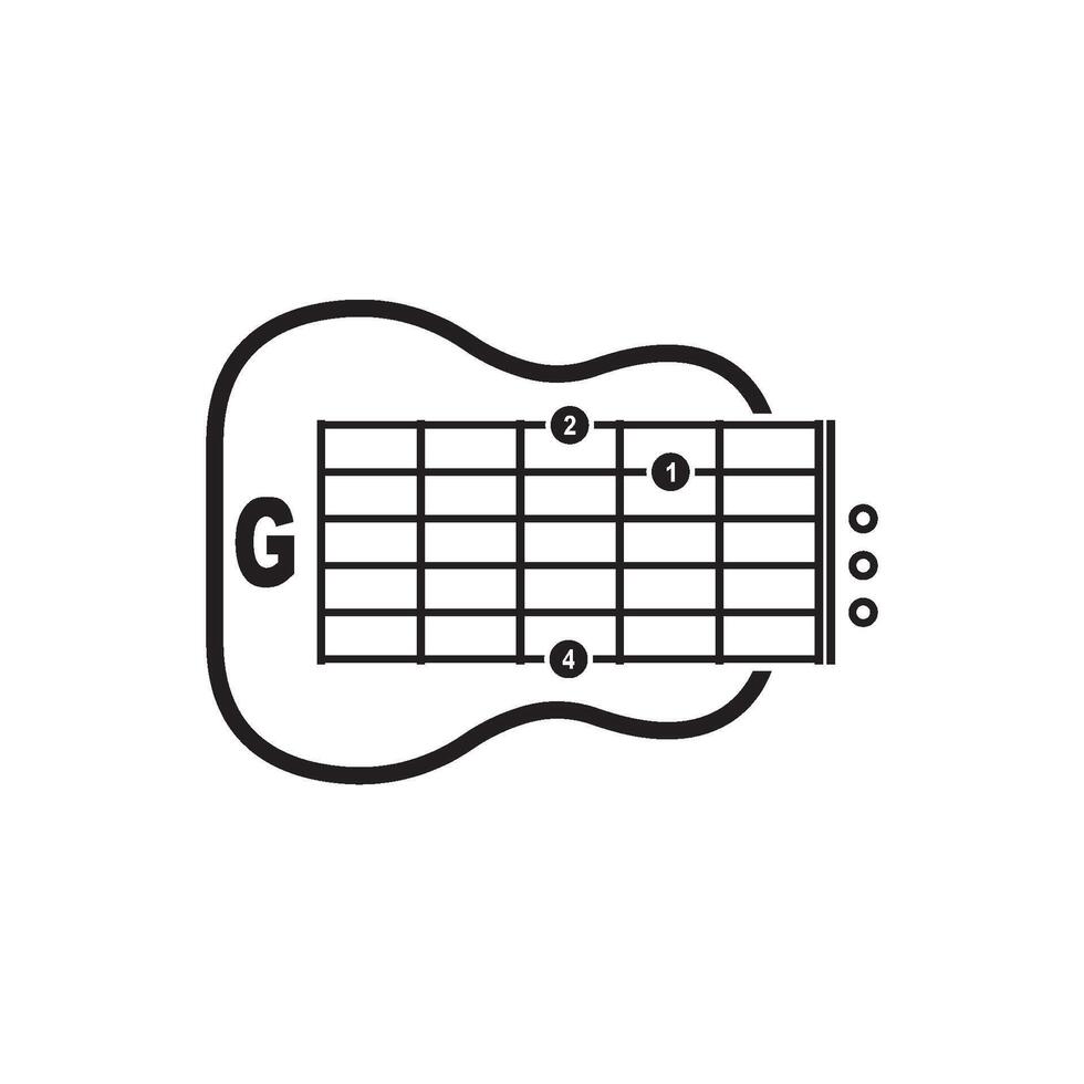 G Gitarre Akkord Symbol. Basic Gitarre Akkord Vektor Illustration Symbol Design