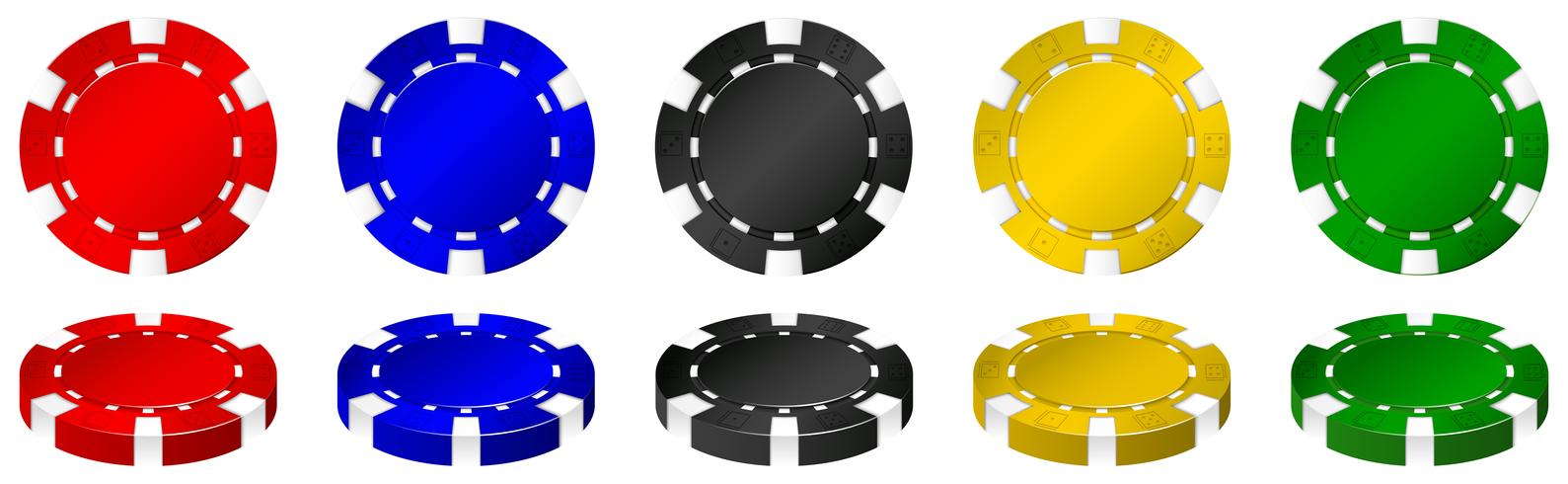 Casino chips i många färger vektor