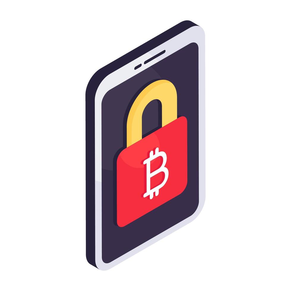 Prämie herunterladen Symbol von Handy, Mobiltelefon sichern Bitcoin vektor