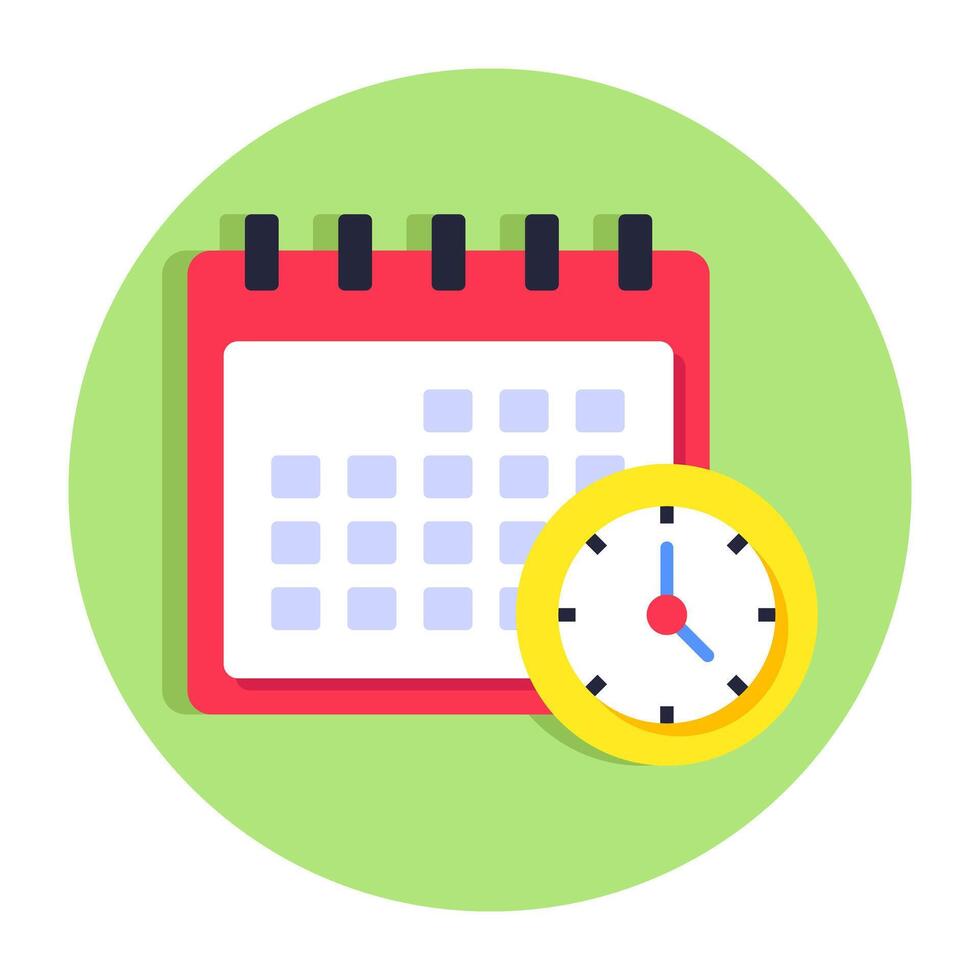 Uhr mit Kalender, Symbol von Studie Zeitplan vektor