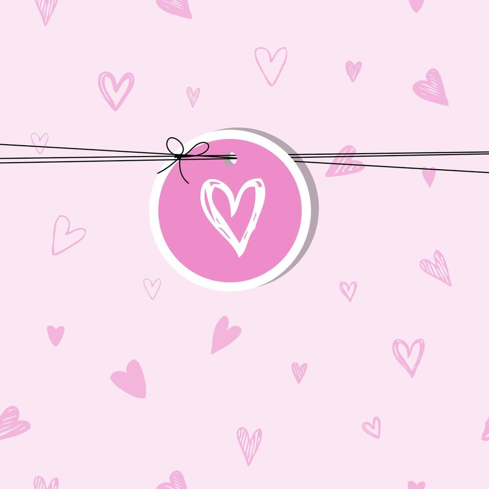 Valentinstag Karte mit Kopieren Raum, Rosa Hintergrund Weiß Herzen vektor