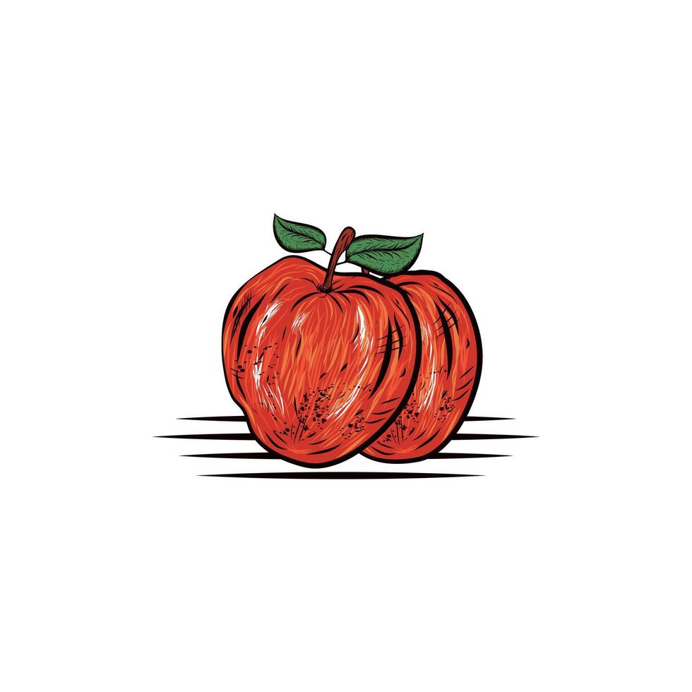 äpple frukt teckning årgång klämma konst isolerat på vit bakgrund. hand graverat stil illustration. vektor