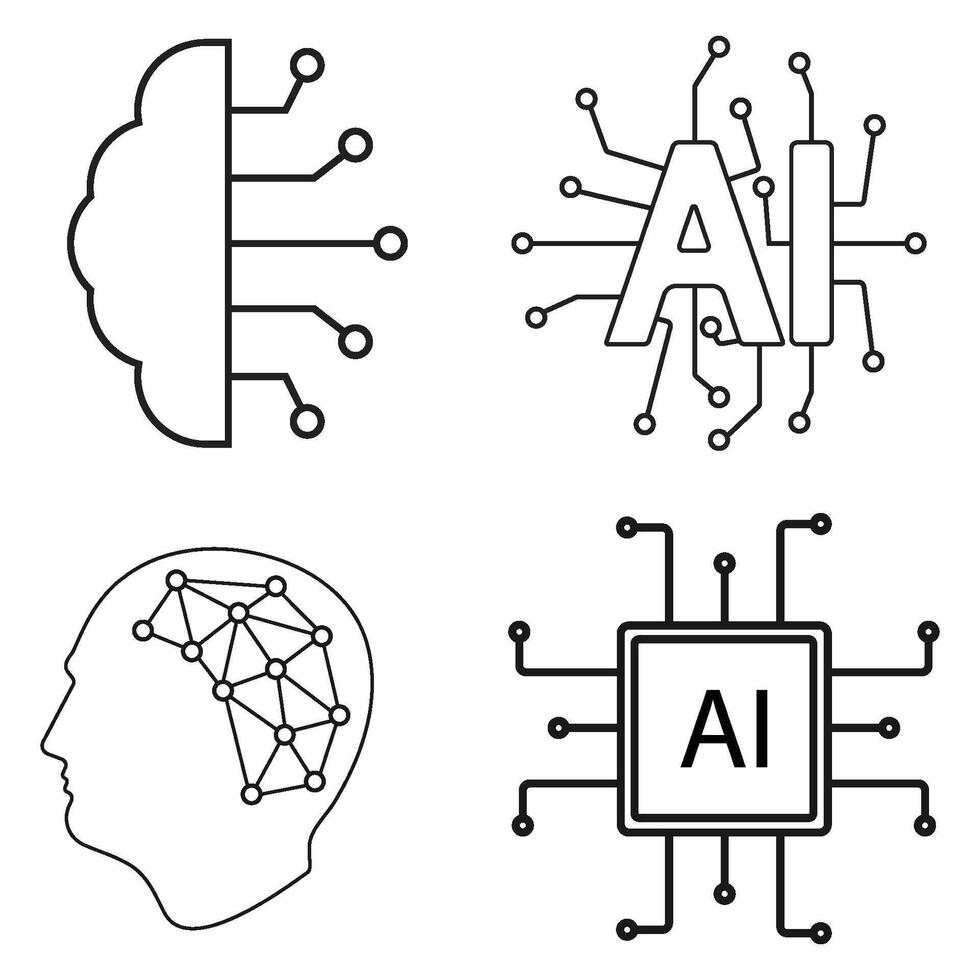 artificiell intelligens ai ikon vektor