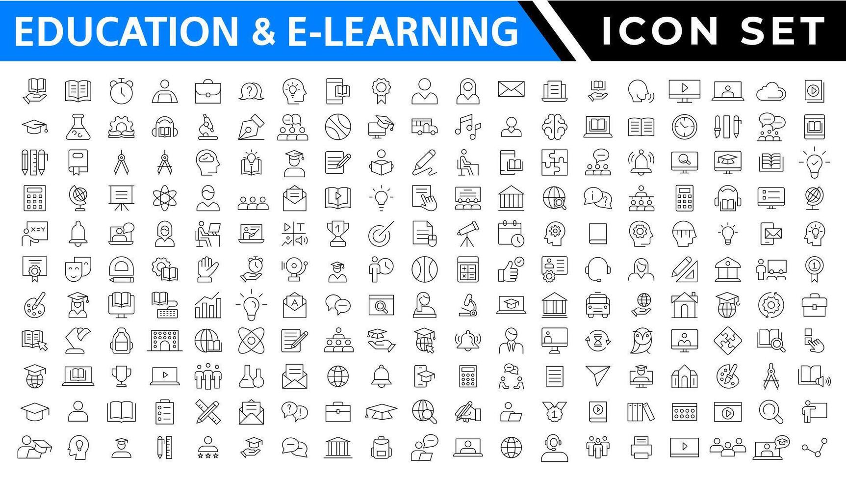 utbildning och inlärning webb ikoner i linje stil. skola, universitet, lärobok, inlärning. vektor illustration