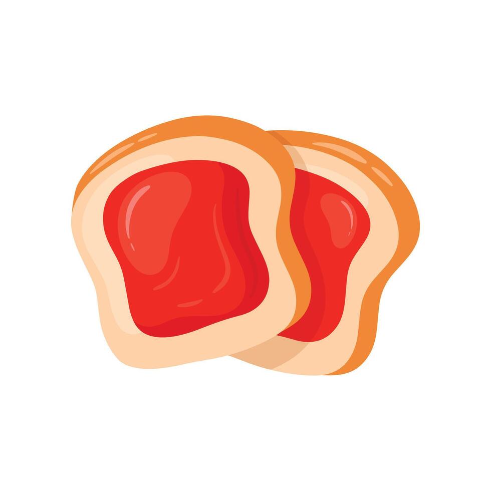 rostat bröd med jordgubb sylt för frukost mat vektor illustration