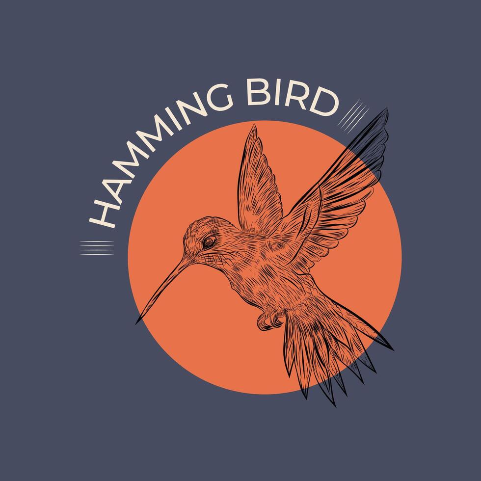 kolibri hand dragen årgång logotyp. vektor