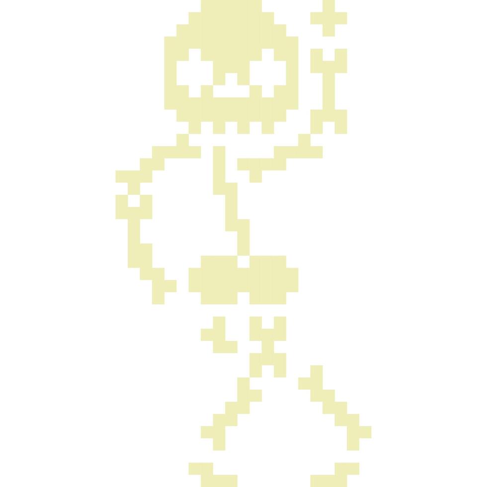 Skelett Karikatur Symbol im Pixel Stil vektor