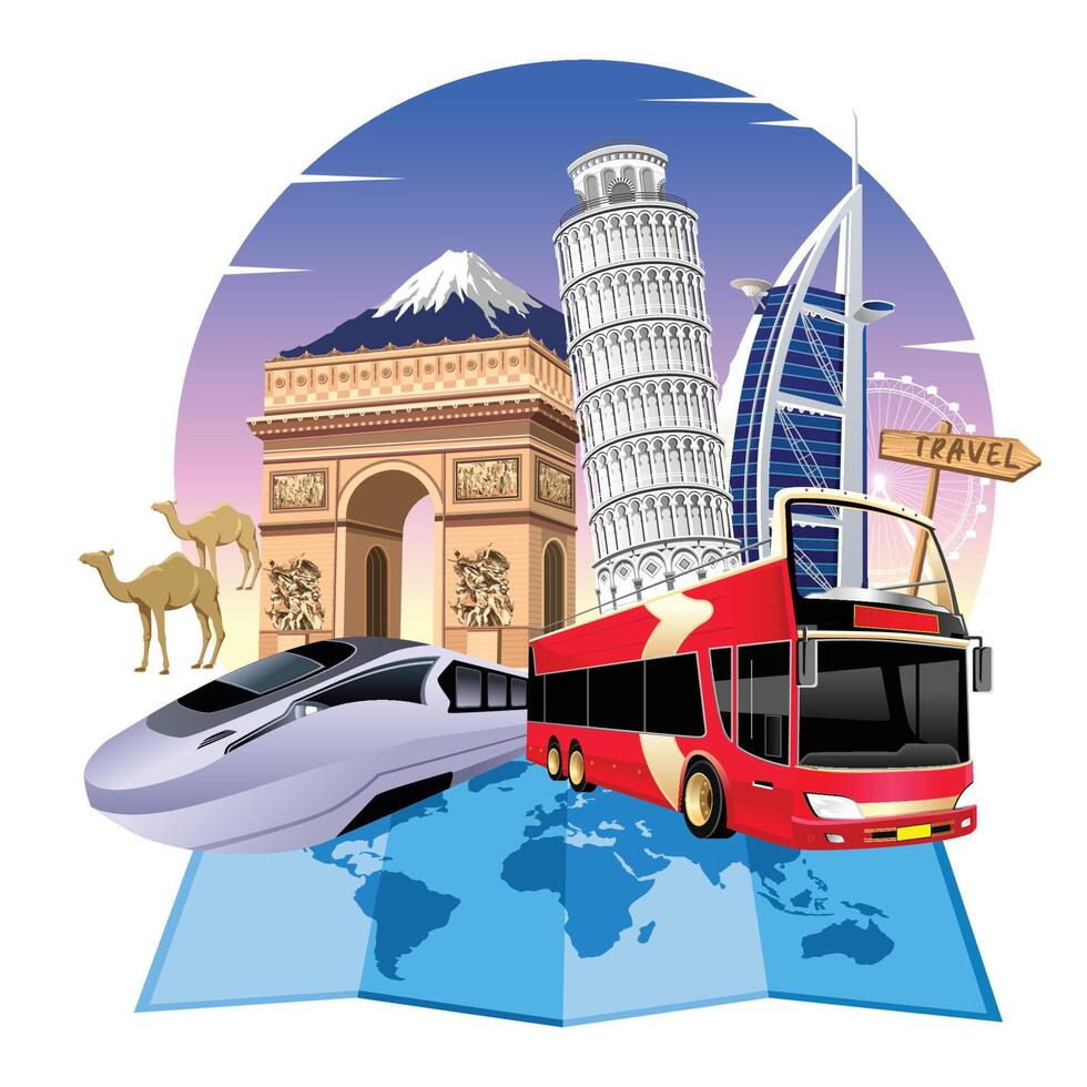 Welt Reise Vektor Illustration. Tour und Reise Grafik Design zum Banner und Flyer