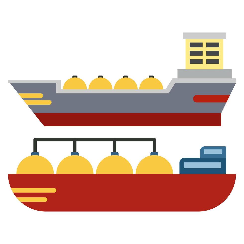 Ladung Schiff Container, Öl Tanker Schiff einstellen im das Ozean Transport, Versand Fracht Transport. Illustration Vektor. vektor