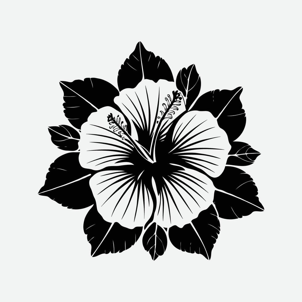 Vektor Hibiskus Blume Illustration Silhouette isoliert auf Weiß Hintergrund