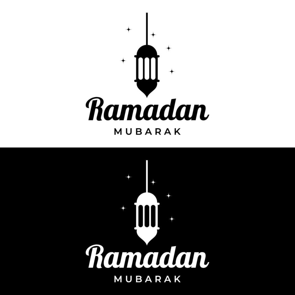 Ramadan Mubarak Logo Vorlage Design mit Laterne und Moschee Beleuchtung Konzept. Logo zum Grüße, Geschäft, Muslim. vektor