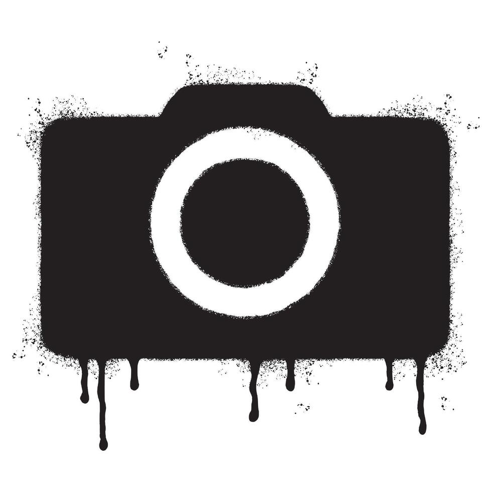 spray målad graffiti kamera fotografi ikon sprutas isolerat med en vit bakgrund. vektor