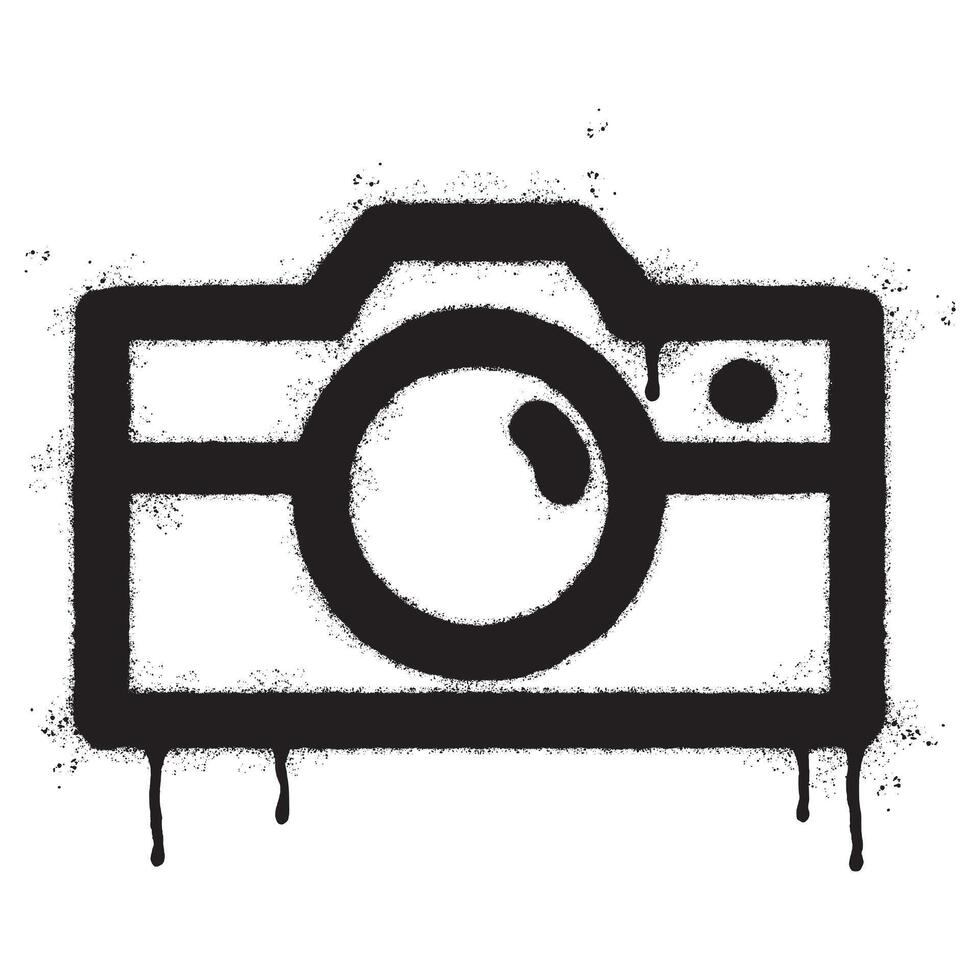 spray målad graffiti kamera fotografi ikon sprutas isolerat med en vit bakgrund. vektor