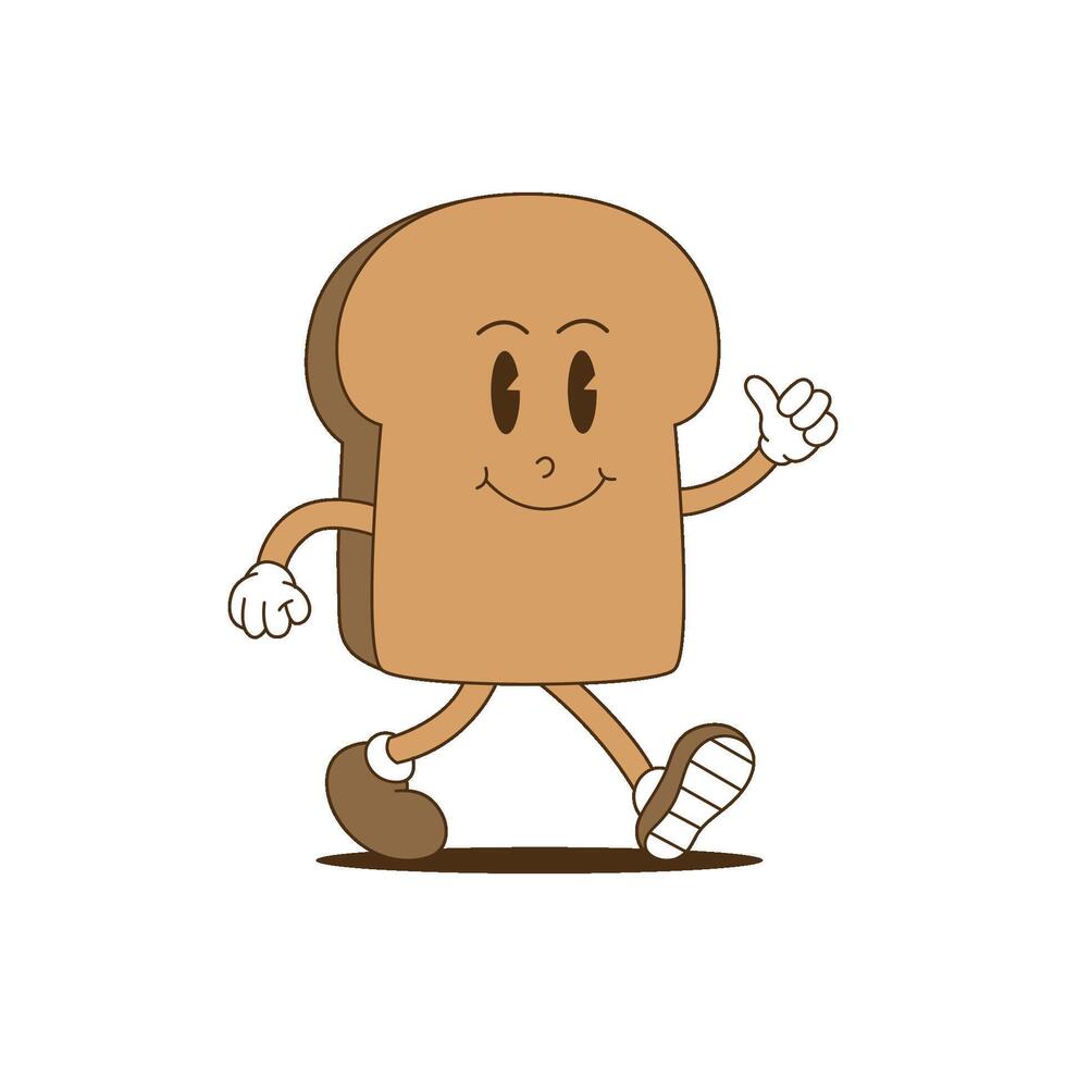 Brot retro Maskottchen. komisch Karikatur Charakter von Brot vektor