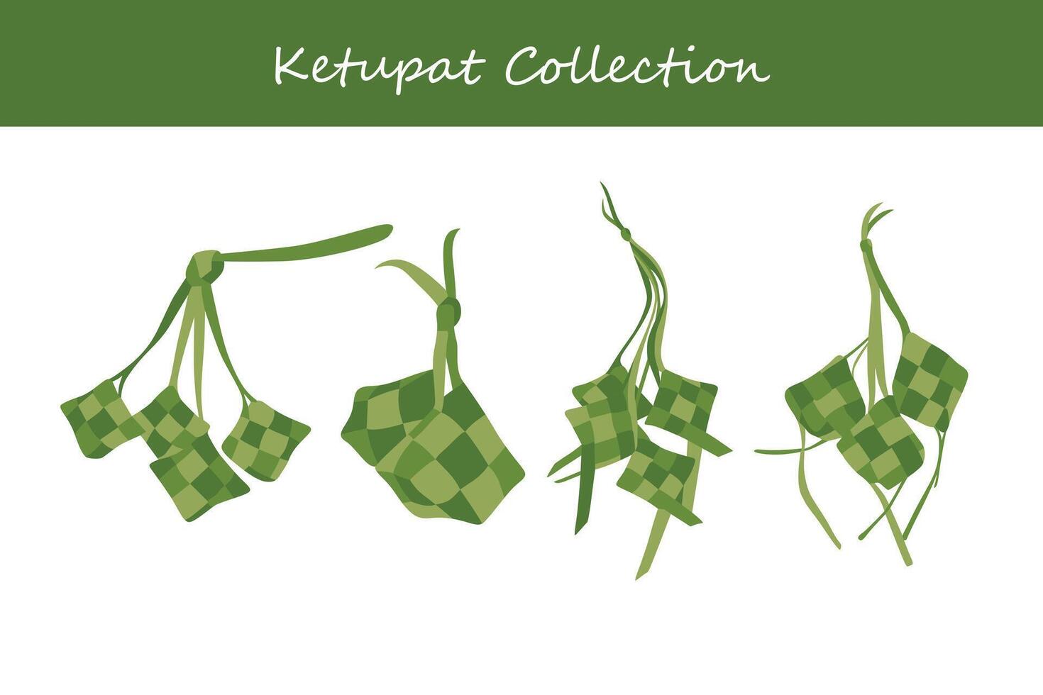 einstellen von Ketupat im eben Design Stil. Vektor Illustration.