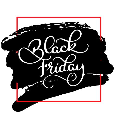 Black Friday-Kalligraphietext auf schwarzem Pinsel colorwater Hintergrund. Hand gezeichnet, Vektorillustration beschriftend vektor