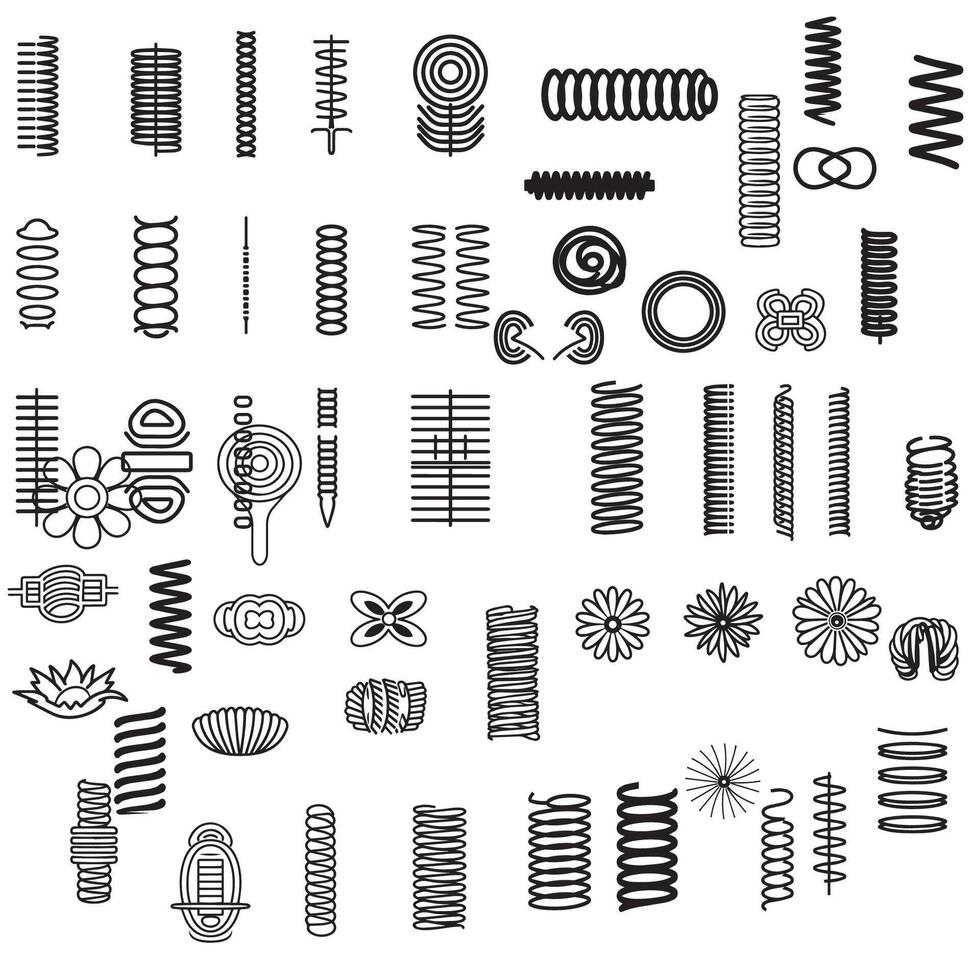 ai generiert Metall Frühling Formen isoliert Symbole Illustration vektor