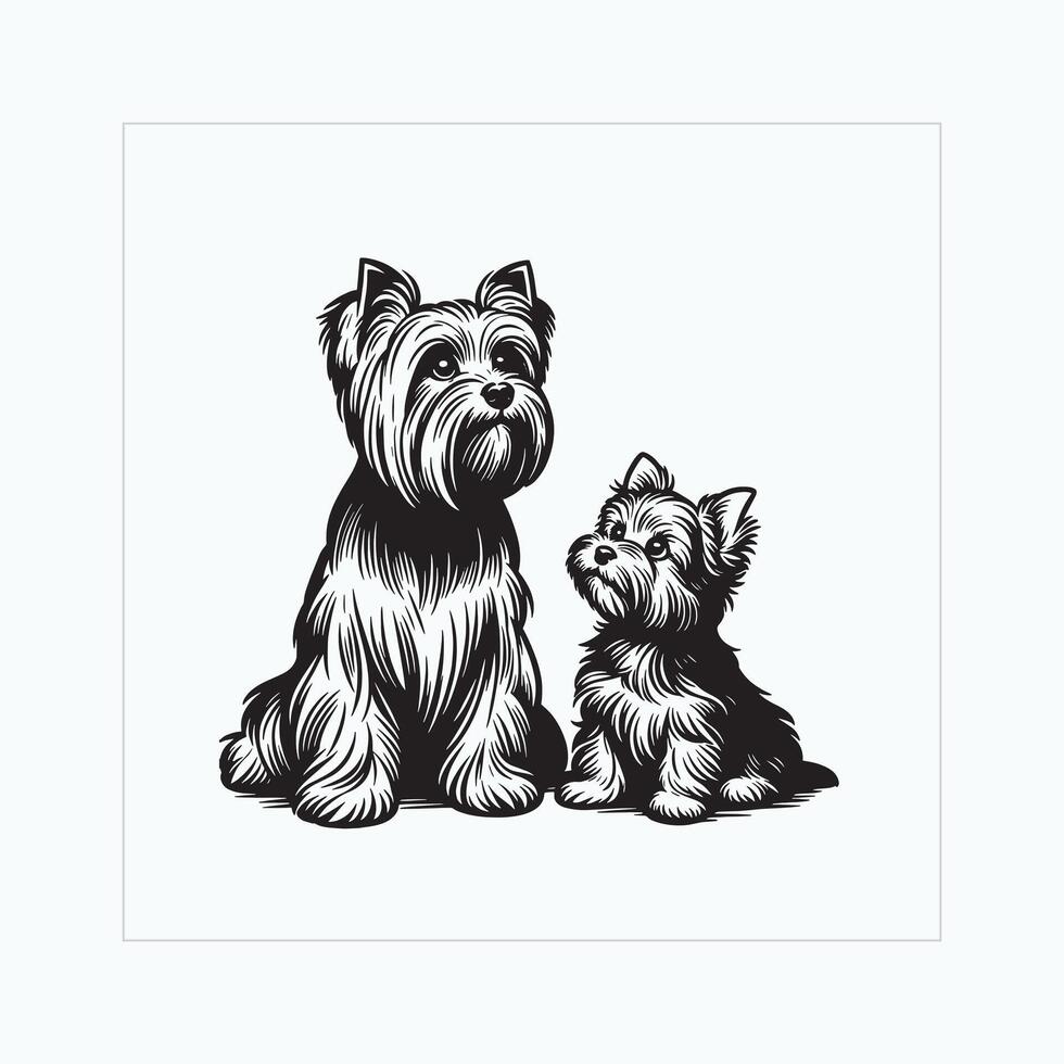 ai genererad silkig terrier hund familj ClipArt illustration vektor