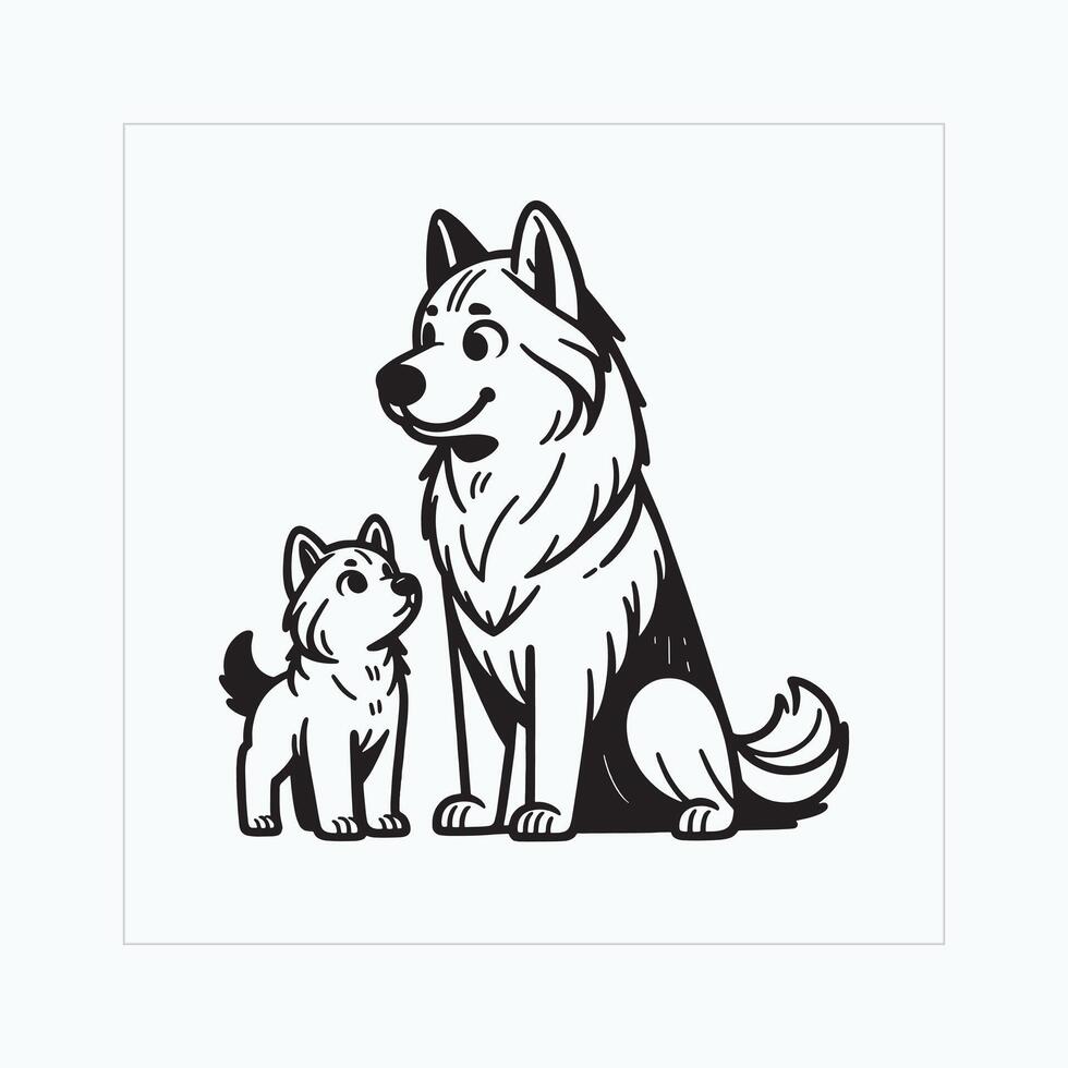 ai genererad norska älghund hund familj ClipArt illustration vektor