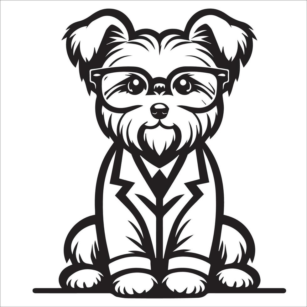 ai generiert Yorkshire Terrier Arzt schwarz und Weiß Illustration vektor