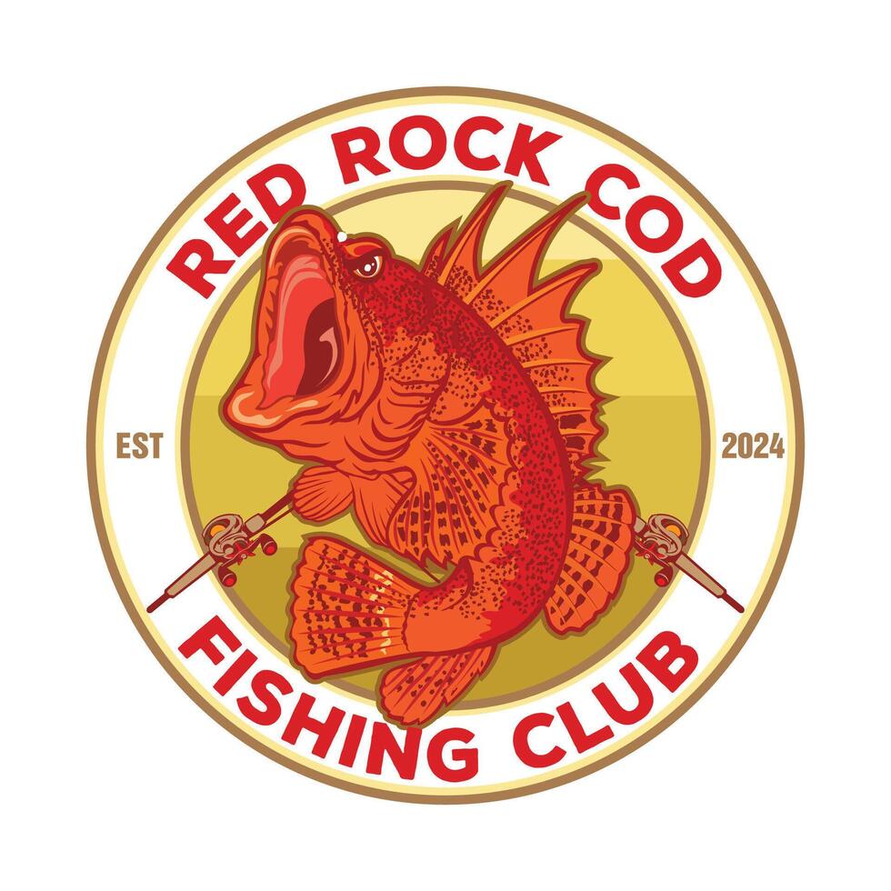 rot Felsen Kabeljau Meer Fisch Vektor Illustration, perfekt zum Angeln Verein Logo und t Hemd Design