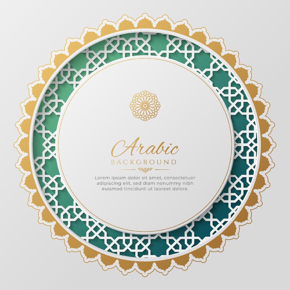 arabicum islamic lyx hälsning kort med arabicum stil gräns och mönster vektor