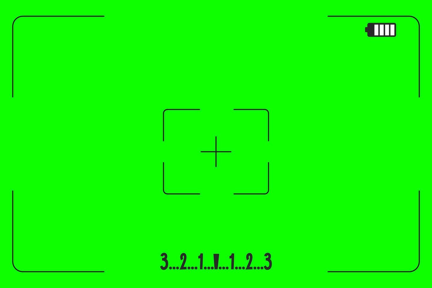 Grün Bildschirm Chroma Schlüssel Hintergrund, Sucher Kamera rahmen, Video Film Bildschirm Vorlage, überlagern. Kino Anzeige mit Netz. Vektor Illustration