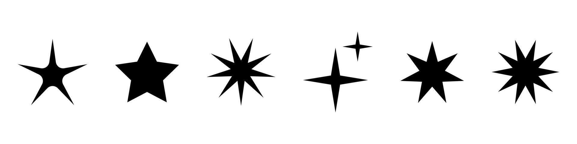 Vektor retro einstellen von futuristisch funkeln Star Symbole. Sammlung von Star Formen. y2k abstrakt Zeichen. abstrakt cool scheinen Elemente zum Banner oder Poster Design.