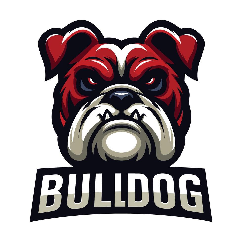 ai generiert mutig Tier Bulldogge Kopf Gesicht Maskottchen Design Vektor Illustration, Logo Vorlage isoliert auf Weiß Hintergrund