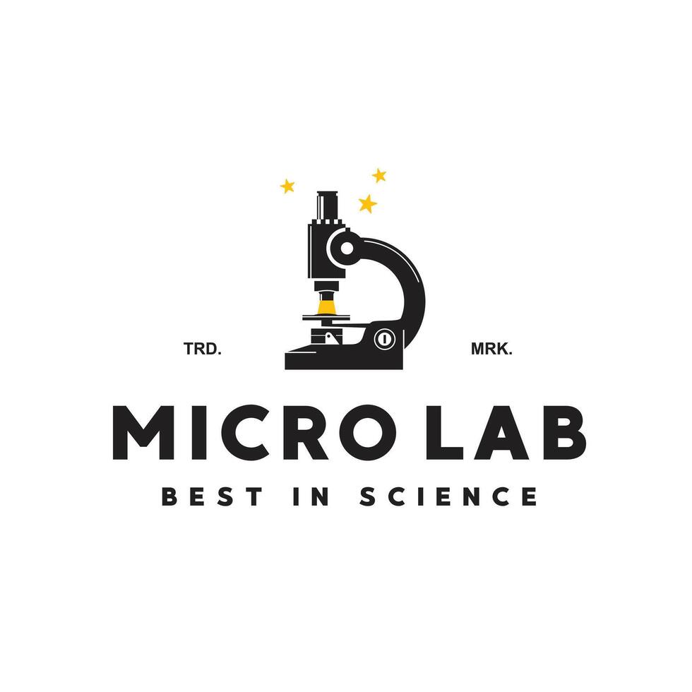 vektor illustration av mikroskop logotyp ikon för vetenskap och teknologi