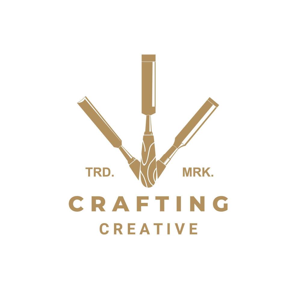 logotyp årgång retro för crafting . snickeri verktyg silhuett ikoner vektor