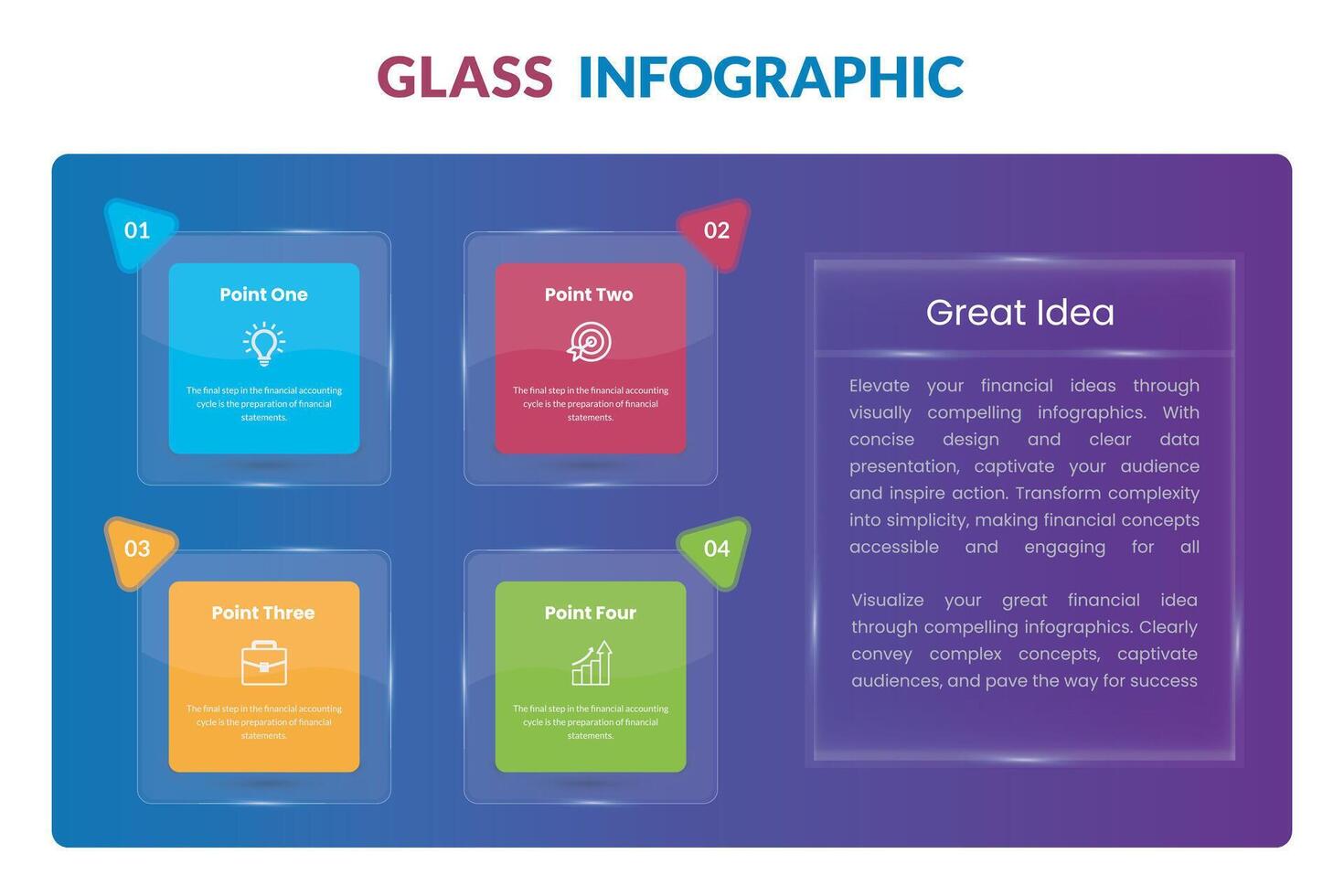glänzend Glas Infografik Vektor Vorlage 2024 Neu Design